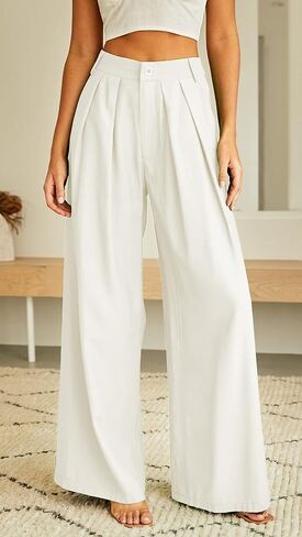 Women's High Waist Casual Wide Leg Palazzo Pants, Dress Pants for Women, Work Pants with Pockets for Women Office. in Saudi Arabia