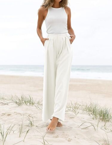 Women's High Waist Casual Wide Leg Palazzo Pants, Dress Pants for Women, Work Pants with Pockets for Women Office. in Saudi Arabia