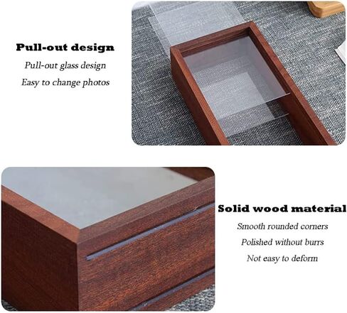 إطار صور الظل، صندوق تخزين زجاجي شبكي خشبي مزدوج الجوانب عالي الوضوح، صندوق عرض DIY، مناسب للزهور المجففة والعينات والحرف اليدوية والهدايا التذكارية ومجموعة الصور (بني الجوز) in Kuwait