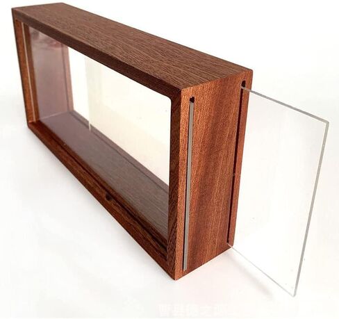 إطار صور الظل، صندوق تخزين زجاجي شبكي خشبي مزدوج الجوانب عالي الوضوح، صندوق عرض DIY، مناسب للزهور المجففة والعينات والحرف اليدوية والهدايا التذكارية ومجموعة الصور (بني الجوز) in Kuwait
