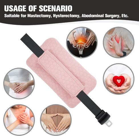 Seat Belt Pillow for Mastectomy Post-Surgery, Heart Surgery Recovery Support Cushion Pad for Chest Chemo Port Pacemaker Bypass Hysterectomy Recovery Gifts for Women (Light Gray) in Saudi Arabia