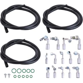 Universal Air Conditioning 6 8 10, A/C Ext Length Hose with O-Ring Fittings Kit A/C Refrigerant Discharge/Suction hose O-Ring Kit,Oil Tube, Hose