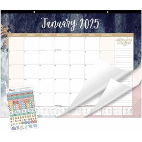 bloom daily planners 2025 Desk Calendar - 21" x 16" Large Monthly Organizer Pad with Stickers (January 2025 - December 2025) Desktop Blotter - Watercolor