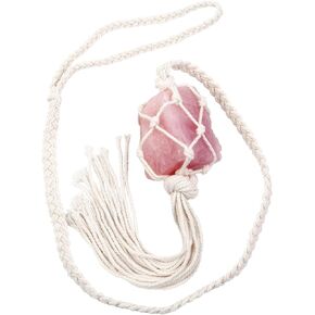 rockcloud 1 PC Raw Stone Curtain Tiebacks Handmade Cotton Tassel Curtain Rope Elegant Home Office Decoration, Rose Quartz