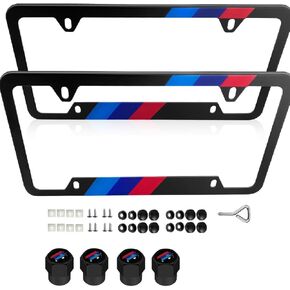 2PCS License Plate Frames Compatible with BMW M 3 5 7 X1 X3 M3 M5 X1 X5 X6 Series (Black-for BMW), 000qkk1