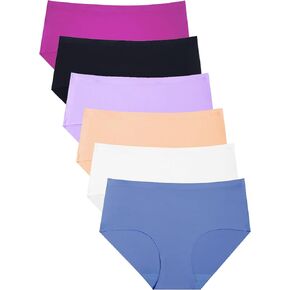 Bolivelan Women's Seamless Bikini Panties Mid Rise No Show Underwear with Cotton Crotch 6 Pack