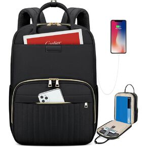 حقيبة ظهر للكمبيوتر المحمول من RAINSMORE للنساء مقاس 15.6 بوصة، حقيبة ظهر عصرية للسفر مضادة للماء للعمل والعمل والكمبيوتر، محفظة كبيرة للممرضات وحقائب مدرسية وحقائب يومية كاجوال للكلية والأعمال التجارية، باللون الأسود in Kuwait