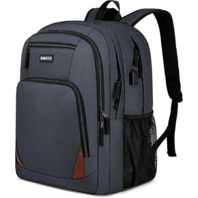Laptop Backpack for Men Women, Anti Theft College Backpacks with USB Charging Port, School Bookbag Mens Computer Backpack with Laptop Compartment Travel Carry On Bag Fits 17.3 Inch Laptop, Grey