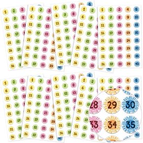 12 Sheet Numbers Stickers 1-40 Numbers for Classroom Numbers Cutouts Classroom Decorations Student Numbers Self Adhesive Number Labels for Kids Classroom School Office Supplies (Colorful Sun)