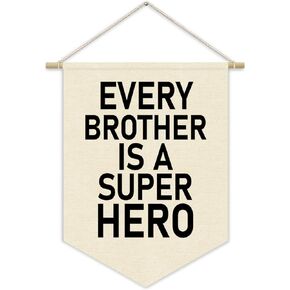 Boys Playroom Room Decor Canvas Banner，Every Brother Is A Super Hero,Nursery Decor Wall Decor For Boys Bedroom Toddler Decorations Teen Boy Room Decor Wall Hanging Pennant Flag Canvas Banner 15x11in