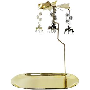 Rotary Candle Holder with Tray Spinner Rotating Tea Light Candle Holder Glod Carousel Candle for Christmas Valentine's Day Party Decor and Gift (Oval Tray & Butterfly)