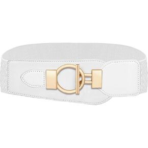 Stretch Waist Belt for Women Fashion, Gold Buckle Wide Belts for Women Dresses
