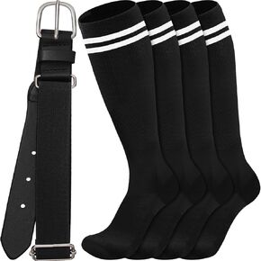 Youth Stiripe Baseball Socks and Belt Toddler Softball Stirrups Socks Elastic Belt for 5-8 Years Old Boy Girl