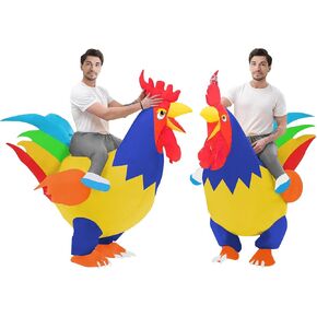 2 Packs Fancy Dress Inflatable Rooster Costume Adult Blow-up Outfit for Adult/Halloween/Canival/Birthday