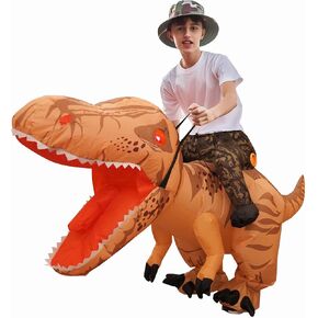 Dazzle Bright Halloween Inflatable Dinosaur Costume Adult, Blow Up Riding T-Rex Dinosaur Cosplay Costume for Halloween Cosplay Party