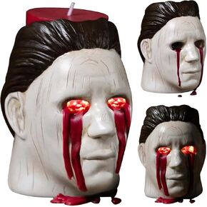 Michael Myers Candle Holder, Mich Myers Statue with Bleeding Eyes Decor Halloween Horror Holder Decorations Party Candlestick Merchandise (Michael Myers Candle Holder)