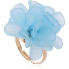 Cute Camellia Flower Statement Ring for Women Girls Gold Plated Dainty Petal Leaf Floral Wedding Promise Expandable Adjustable Open Wrap Finger Rings Comfort Fit Retro Holiday Birthday Jewelry Gift