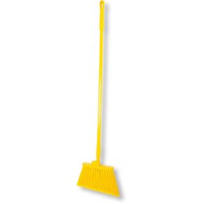 SPARTA 41082EC04 Plastic Color Coded Broom, Flagged Bristles, Long Broom With Angled Head For Large Debris, 56 Inches, Yellow