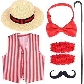 زي كايسون 6 قطع لصالون الحلاقة الرباعي - زي الكرنفال باركر - زي السيرك العتيق - زي الهدير من العشرينيات للبالغين in Kuwait