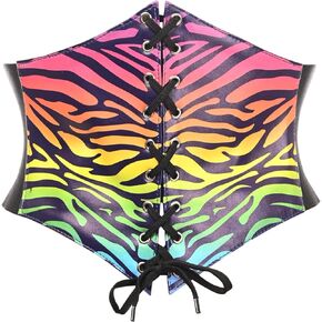 Daisy corsets Womens Rainbow Animal Print Lace-up Corset Belt Cincher