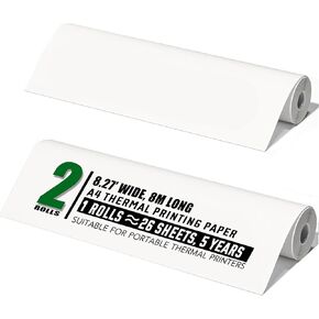 100 Sheets A4 Thermal Paper, 8.27x11.69' Thermal Paper(210 x 297 mm) for Portable Thermal Printer, Compatible with MT800/MT800Q/M08F/PJ762/PJ763MFi, for School or Work, Printing Files, Picture, etc