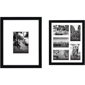 Americanflat 11x14 Picture Frame in Black - Use as 5x7 Frame with Mat or 11x14 & 8x10 Picture Frame in Black - Use as 5x7 Picture Frame with Mat or 8x10 Frame