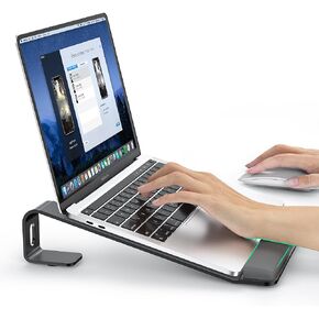 Laptop Stand for Desk,Laptop Stand with Wrist Support,Ergonomic Detachable Laptop Riser,Aluminum MacBook Stand,Laptop Stand with Wrist Pad,MacBook Pro/HP/Dell/Lenovo 10 to 17 Inches All Laptops,Silver