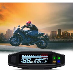 KAOLALI Digital Speedometer RPM Motorcycle Speedometer Tachometer Gauge Motorcycle LCD Digital Tachometer Universal Digital Motorcycle Meter Carburetor Odometer Meter