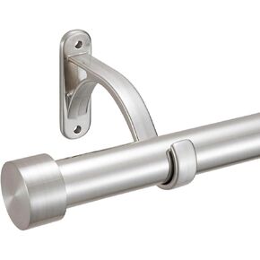 1-Inch Diameter Curtain Rod, Adjustable Rod Set with Premium Aluminum Brackets and Finials, Single Heavy-Duty Curtain Rods for Windows (Matte Black, 28-48")