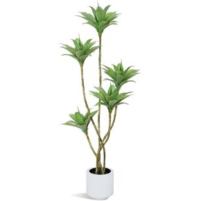 Artificial Trees Faux Water Lilies with 4 Heads in Pot 4.6 Ft Fake Tree Greenery Plants for Outdoor Indoor Decor Home Office Garden Housewarming Gift (4.6 Feet-1 Pack)