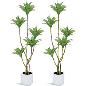 Artificial Trees Faux Water Lilies with 4 Heads in Pot 4.6 Ft Fake Tree Greenery Plants for Outdoor Indoor Decor Home Office Garden Housewarming Gift (4.6 Feet-1 Pack)