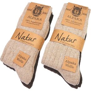 BRUBAKER 4 Pairs Alpaca Wool Socks - Fine Knit Socks for Women and Men - Unisex All Year Socks Thin Knit