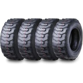 Set 4 Heavy Duty 10-16.5/12 Ply SKS1 Industrail Skid Steer Tire w/Rim Guard