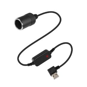 GELRHONR Right Angle USB to Cigarette Lighter Adapter, 5V USB A Plug to 12V Cigarette Lighter Socket Female Converter Adapter Cord for GPS, Dash cam, Electronic Dog (120cm)