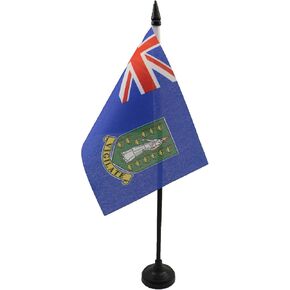 British Virgin Islands Table Flag 4'' x 6'' - Virgin Islander Desk Flag 15 x 10 cm - Black plastic stick and base - AZ FLAG