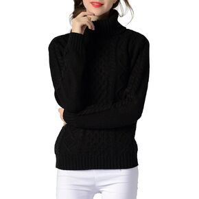 CGHAJA Turtleneck Sweater Women Pullovers Cable Knit Winter Cozy Casual Stretchable Fashion Long Sleeve Warm Ribbed Tops