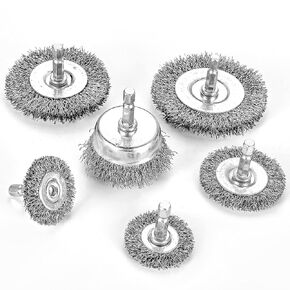 Wire Brush for Drill Set, 19 Piece Wire Wheel Cup Brush 1/4 Inch Hex Shank, Arbor 0.012 Inch Coarse Carbon Steel Crimped Wire Brush for Drill Attachment, Rust Removal, Polishing and Abrasive