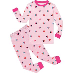 Little Girls Pajamas Cotton Long Sleeve Pjs Set Kids Dinosaur Pajama Baby 2 Pieces Sleepwear Toddler Heart Clothes 2-7T