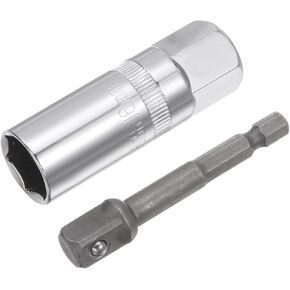 uxcell 21mm Spark Plug Socket Set, 3/8" Drive 6 Point Deep Thin Wall with Hex Shank Power Drill Adapter