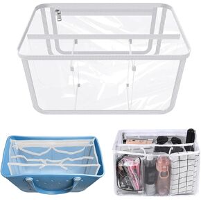 Beach Bag Organizer Accessories for Bogg Bag X Large, Clear Storage Bag with 5 Pockets Organizing Your Bag and Divide Space (Pink)