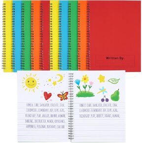 Henoyso 10 Pieces 100 Pages Spiral Primary Composition Notebook K-2 Primary Journals Bulk Draw and Write Journal for Kids Kindergarten Handwriting Practice Notebook 9.75 x 7.5 Inches