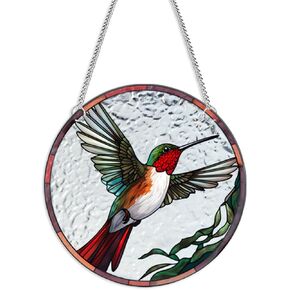 Cute Hummingbird Acrylic Window Hangings Suncatcher Stained Glass Panels Window & Wall Decor, Ideal Housewarming Gift, Home Decor for Grandma Wife Teacher Bird Lover