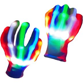 Led Light up Gloves Rainbow Easter Gifts for Kids and Adults Rave Light Glowing Gloves Cool Toys Stocking Stuffers Halloween Christmas Easter Birthday Parties(Medium)