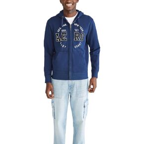 AEROPOSTALE Men's Aero Logo Full Zip Hoodie-Circle