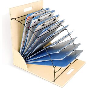 Clipboard Holder, Wood and Metal Clipboard Stand Organizer, Clipboard Storage Rack for Office Classroom Must Haves (Assembly Required).