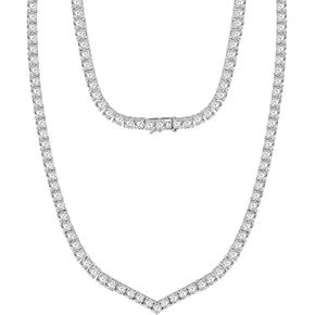 Gemsme Cubic Zirconia Necklace V Shape 18K White Gold Plated 4.0mm Round Cubic Zirconia Classic Tennis Necklace For Women