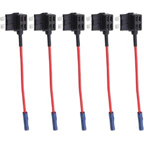 Car Add-a-Circuit Fuse Tap Adapter, 5 Pack 12V Standard Mini Micro 2 Blade Fuse Holder, Automotive Low Profile Fuse Adapter, Universal Car Accessories for Most Vehicle, Truck, SUV (Medium)