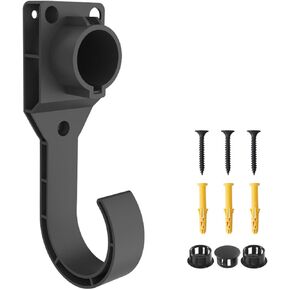 SAE J1772 EV Charger Cable Holder,Wall Mount Electric Vehicle Charging Nozzle Holster Dock J Hook for J1772 Connector,EV Charger Cable Organizer, Black
