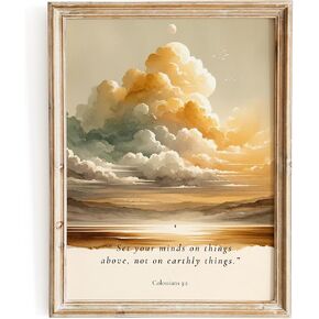 ESSEN Life | Above Earthy | Colossians 3:2, Biblical Wall Art Poster Christian wall art, Christian Decor Poster, Christian home decor, Christian gifts faith, Scripture wall art, Bible verse wall art, Jesus decor(8"x10" UNFRAMED) in Saudi Arabia