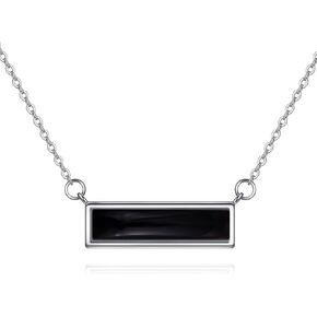 Larimar/Turquoise/Moonstone/Opal/Black Onyx Bar Choker Necklace for Women Sterling Silver Bar Jewelry